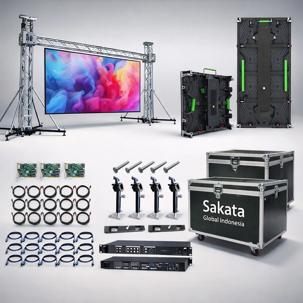 Sewa LED screen indoor dan outdoor profesional Sakata Global Indonesia untuk event, konser, seminar dan corporate event dengan tampilan videotron kualitas tinggi