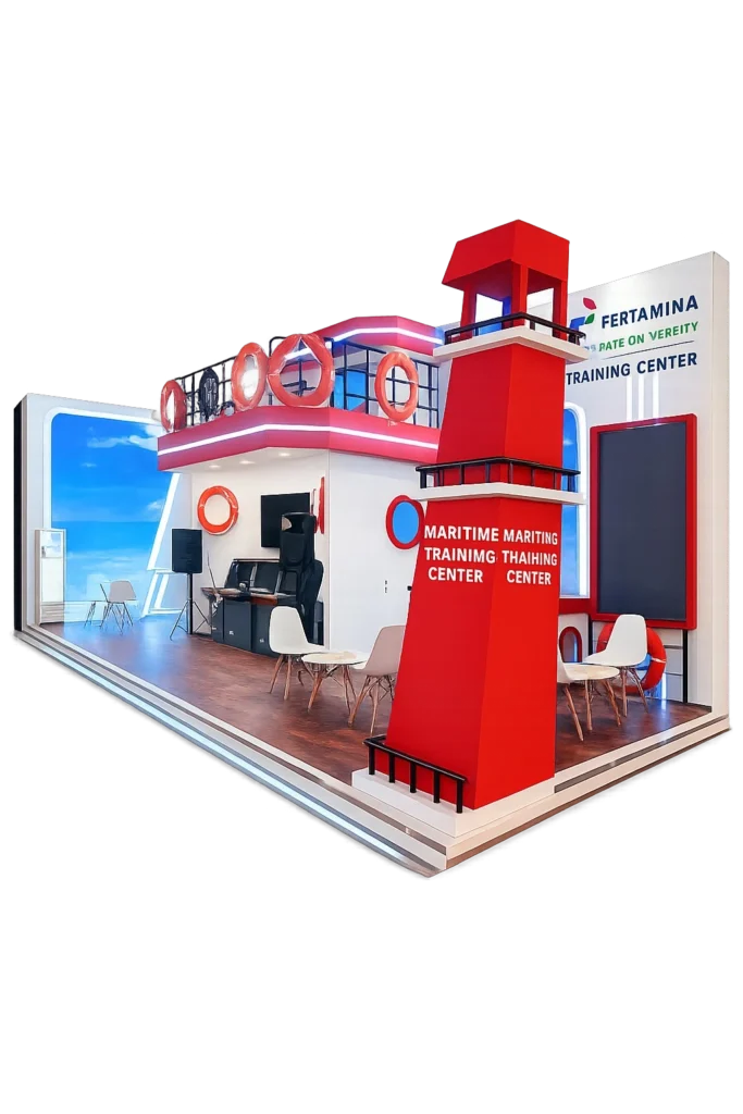 Jasa event production Jakarta meliputi pembuatan backdrop, booth custom, gate entrance dan instalasi event profesional