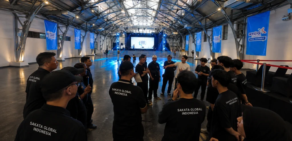 Tim Sakata Global Indonesia membantu konsultasi kebutuhan event perusahaan secara profesional mulai dari konsep acara, target audience, lokasi event, hingga kebutuhan teknis produksi event.