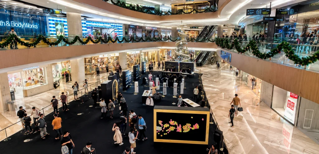 Vendor kontraktor booth custom pameran exhibition Jakarta profesional dengan desain booth modern premium untuk event perusahaan, expo, trade show, dan branding exhibition indoor mall.