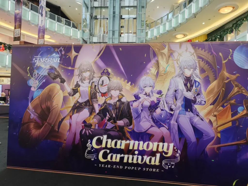 Event Production & Fabrication Sakata Global Indonesia untuk HoYoverse Honkai: Star Rail Charmony Carnival 2024 dengan booth activation, event branding, stage production, dan instalasi area event profesional.