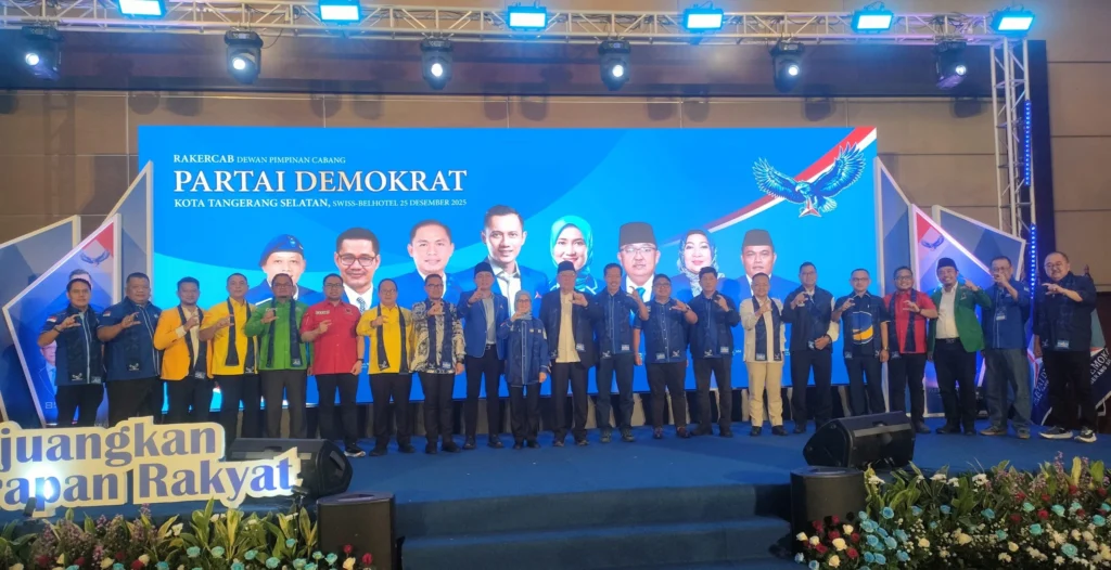 LED backdrop panggung event RAKERCAB Tangerang Selatan produksi Sakata Global Indonesia